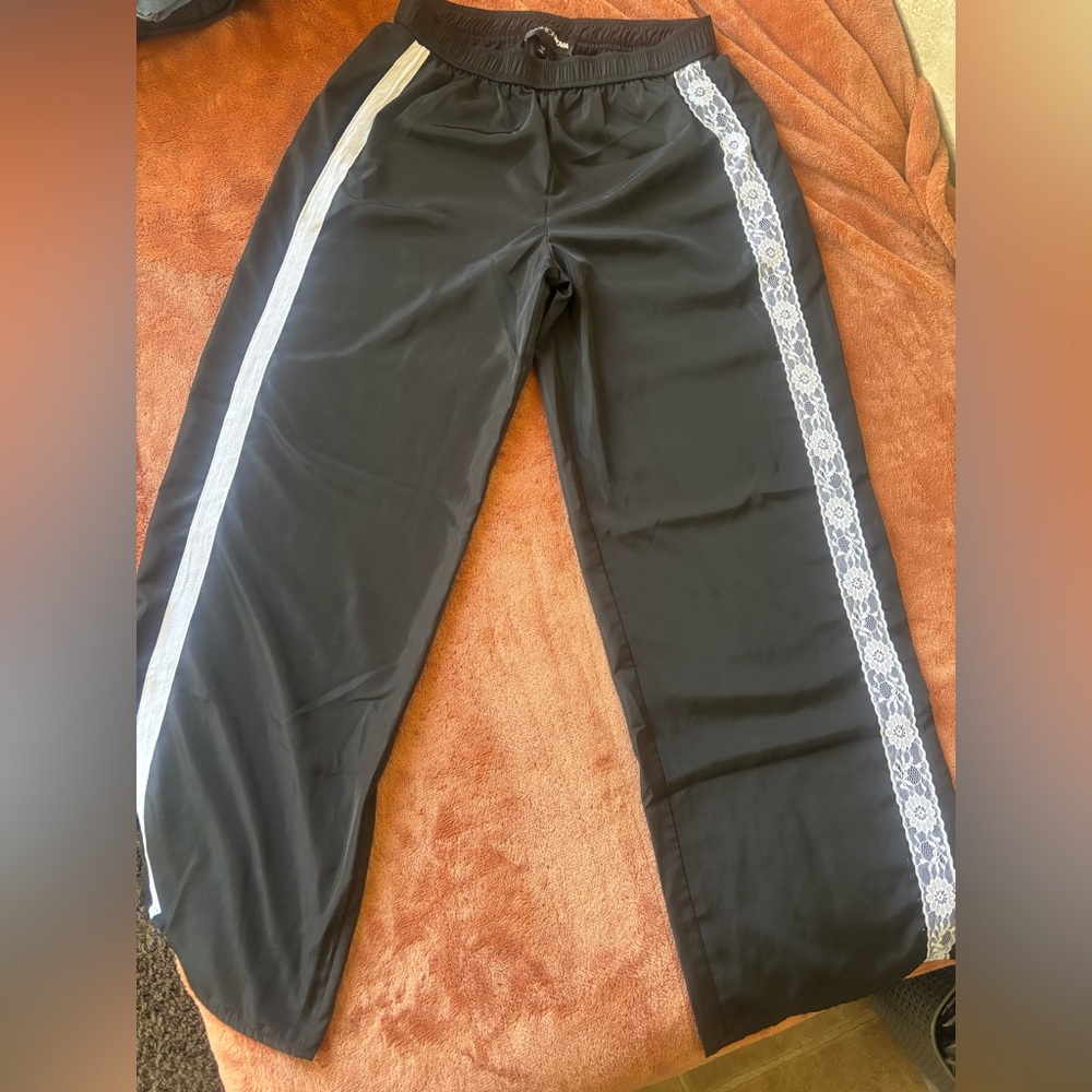 Fashion nova trackpants  with White Lace Side Stripe